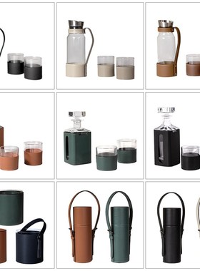 现代皮革水具醒酒器置酒壶样板间酒店酒柜桌面装饰品