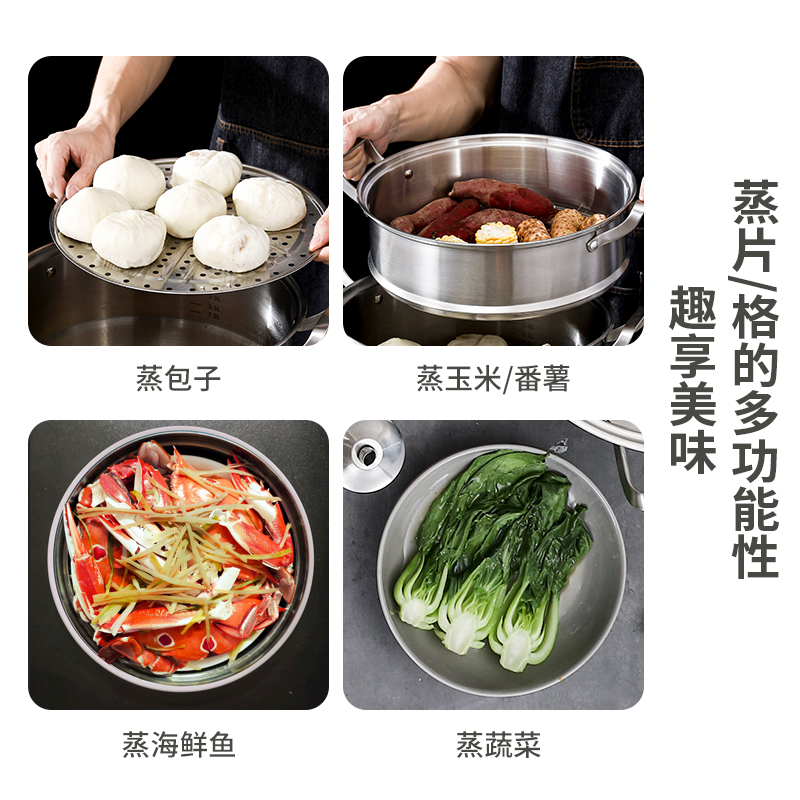 贝伦斯不锈钢蒸锅304家用汤锅加厚双耳商用电磁炉燃气用新款奶锅