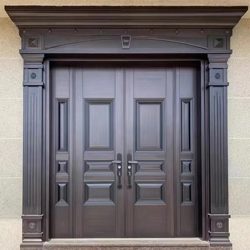 农村自建房别墅大门进户门锌合金入户家用防盗乡村庭院仿铜门