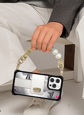 iPhone16Pro珍珠挂绳磁吸手机壳 适用16Plus/16ProMax 女生镜面韩系气质防摔苹果16保护壳