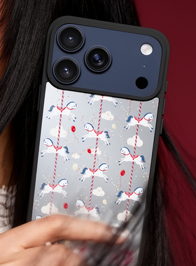 适用iPhone17ProMax磁吸MagSafe手机壳苹果17镜面旋转木马全包镜头防摔贺年款