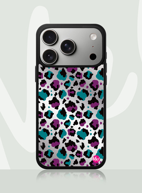 CASE 适用iPhone17/17Air/Pro/ProMax 霓虹豹纹镜面手机壳 自带镜子全包防摔潮酷软壳