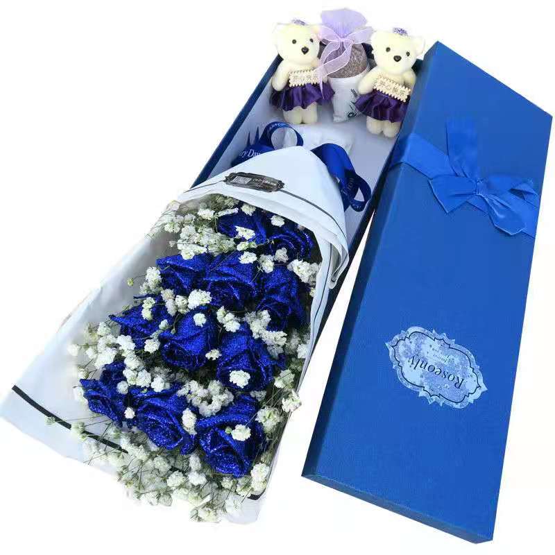 蓝色妖姬蓝玫瑰真干花鲜花云南基地直发直批插花生日花束速递同城