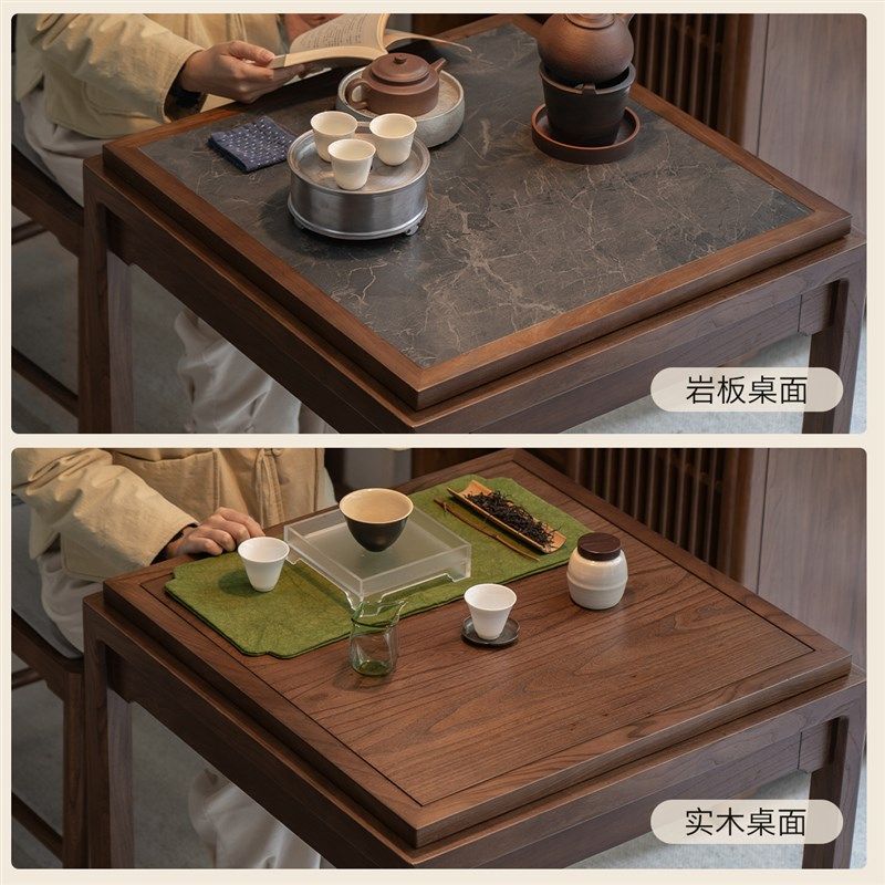 溪木工坊阳台推拉茶桌桃色新精致小户型岩板实木方泡茶台,住宅家具,家用茶台/茶桌,淘宝优惠券,粉丝福利购,淘宝优惠卷