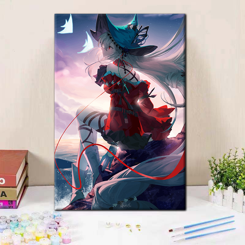 明日方舟数字油画diy油彩画手工定制手绘填充涂色颜料丙烯装饰画图片
