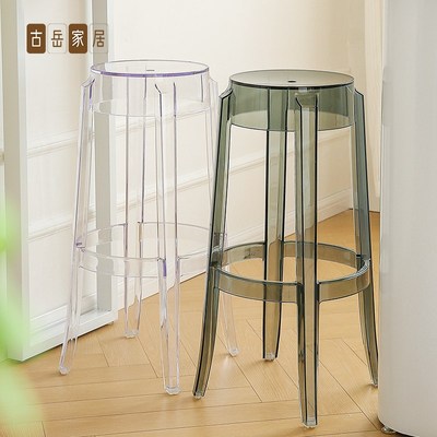 设计师透明亚克力高脚凳子简约时尚创意塑料圆凳家用吧凳酒吧餐凳