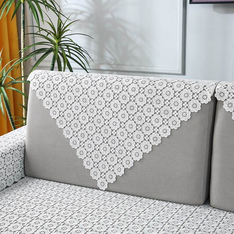 四季纯白色蕾丝沙发巾田园现代靠背巾扶手巾简约单人组合沙发盖布