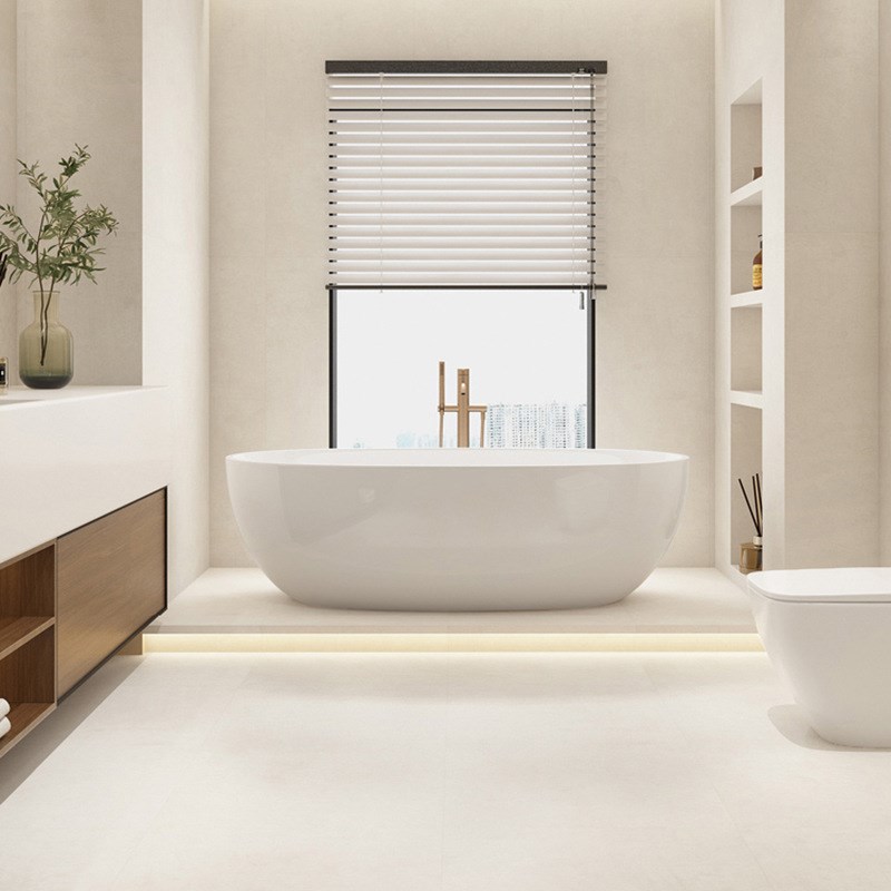 侘寂风素色75*1微水泥瓷砖0x0客餐厅地砖柔光奶油奶白地板砖