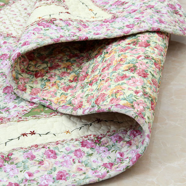 新款绗缝手工拼布地垫防滑客厅布艺田园卧室垫子进门棉布机洗