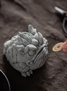 招财金蟾精品高档养招财三足蟾蜍石头茶具茶盘茶道茶宠变色