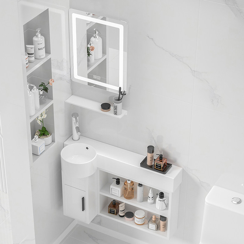 小户型挂墙式实木浴柜左右盆洗漱台面盆迷你洗手池洗手盆脸面盆,家装主材,浴室柜组合,淘宝优惠券,粉丝福利购,淘宝优惠卷