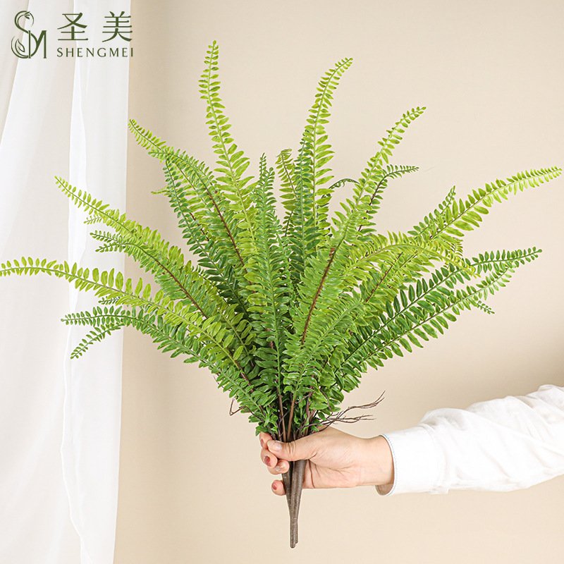 仿真蕨类植物手感波斯草蕨草插地造景装饰小绿植  植物墙配材