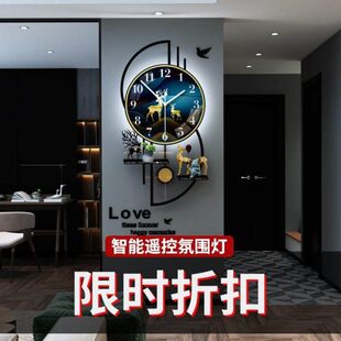 格栅装饰挂件大气钟表挂钟客厅现代简约轻奢餐厅家用时尚挂墙时钟