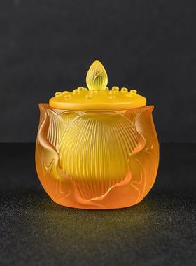 古法琉璃供水杯 莲花供杯 贡水杯 大悲水 净水杯