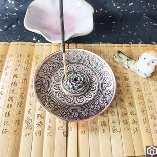 仿古红古铜居家薰香炉盘檀香炉茶道摆件装饰香熏炉金属线香塔香炉