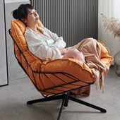 北欧休闲客厅布艺沙发旋转网红卧室阳台单人休闲椅铁艺懒人沙发椅
