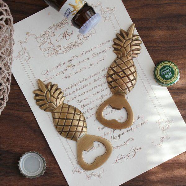 黄铜菠萝开瓶器瓶盖棋子啤酒启瓶器高档个性复古手工全铜印度进口