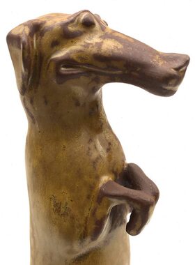 不仁斋薛继业陶瓷雕塑摆件潮玩柴窑葫芦皮色腊肠狗家居雕塑摆件