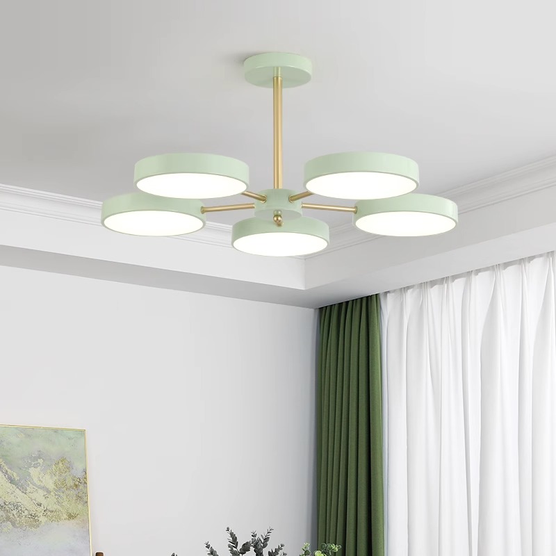 新款北欧饭厅吊灯现代简约客厅创意薄荷绿书房主卧V室奶油公寓灯