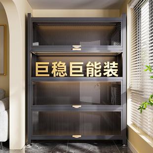 家用钢制防尘置物收纳柜带门儿童衣柜卧室阳台客厅多层落地储物柜