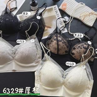 2025新款 美背裹胸抹胸蕾丝杯面V领细带聚 衣架装 6329固定厚杯法式