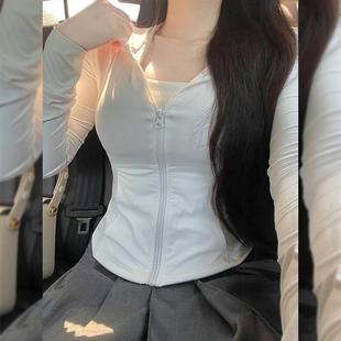 瑜伽上衣小个子收腰防晒服 2025新款 新款 冰丝防晒衣女修身 连帽夏季