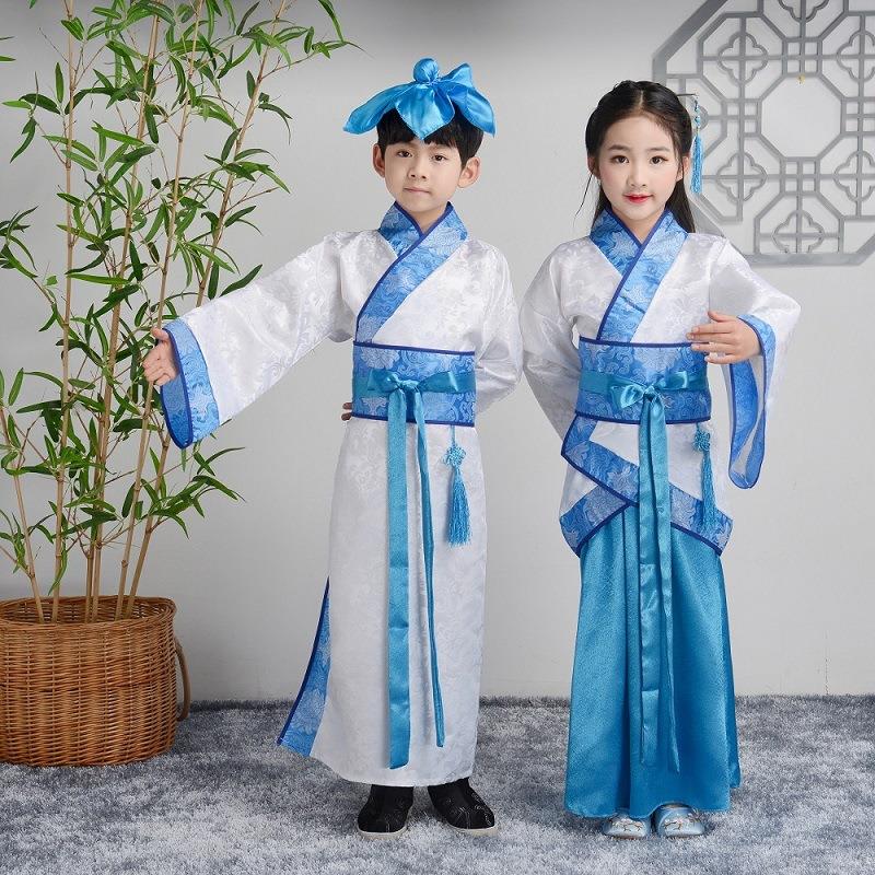 2025新款儿童汉服男童国学服中国风古装书童服装女童小学生三字经