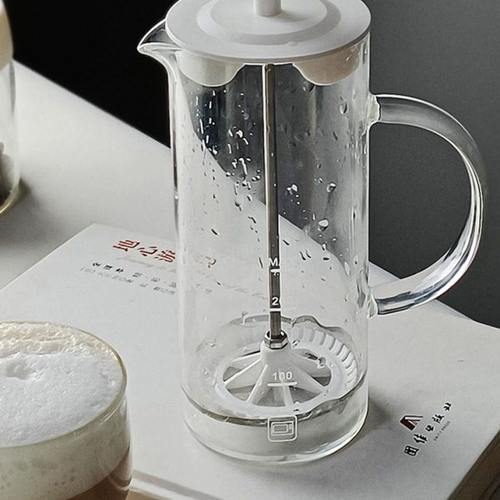 打奶泡机家用手动玻璃奶泡壶咖啡牛奶拉花搅拌奶盖打发奶泡杯器