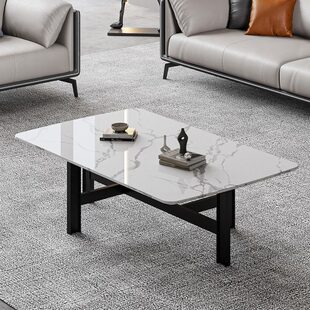 办公岩板茶几客厅小户型家用现代简约会客接待商务极简轻奢花几桌