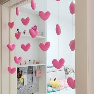 家居门帘挂件隔断帘装饰帘入户门结婚线帘网红玄关桃心免打孔半帘