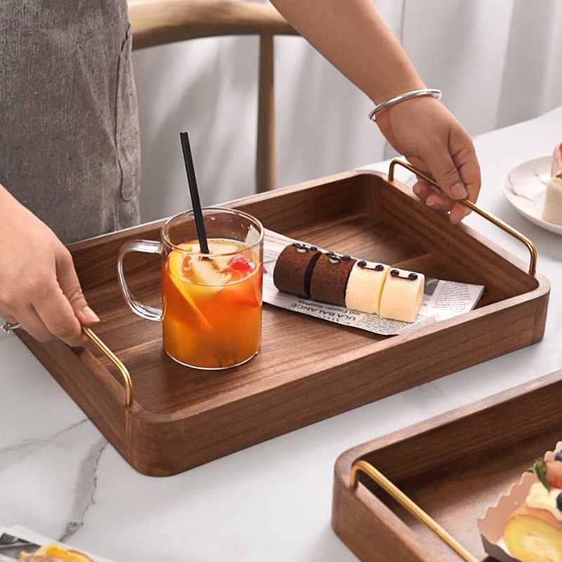长方形实木托盘黑胡桃木茶盘家用木质餐盘木盘零食干果水杯收纳盘,餐饮具,餐用托盘,淘宝优惠券,粉丝福利购,淘宝优惠卷