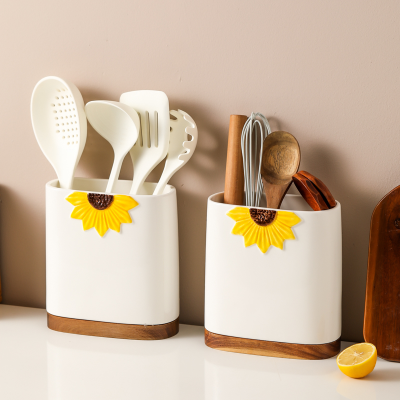 陶瓷快子筷子筒筷子笼勺刀叉锅铲子筷子架收纳桶厨房沥水家用厨具