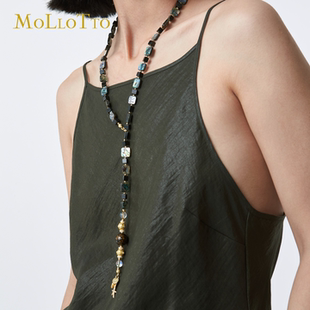 MOLLOTTO魔乐桃 天然贝母复古轻奢小众 三戴式度假长链项链露背链