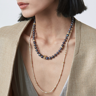 MOLLOTTO魔乐桃堇光珍珠项链轻奢质感气场女王颈链正式场合送礼