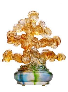 琉璃摇钱树招财发财树客厅装饰家居店铺新居乔迁开业礼品装饰摆件