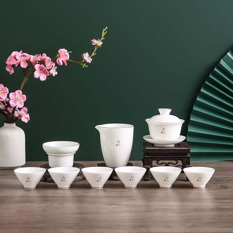 羊脂玉茶具套装轻奢高档盖碗茶杯陶瓷新中式家用乔迁新居礼品