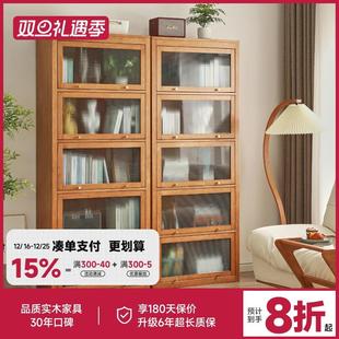 实木书柜家用落地客厅置物架简约多层书架创意儿童简易学生收纳架