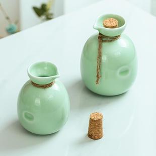 餐厅酒具温酒器 青瓷小酒壶家用陶瓷酒瓶分酒器带盖密封酒坛子日式