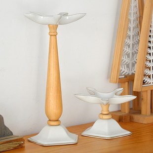 饰餐桌摆件首饰收 ins挑高花朵白色蜡烛台婚庆烛光晚餐道具婚礼装