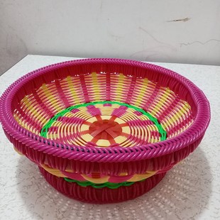 果盘家用编织手提篮瓜子 手工编织篮子客厅水果盘手编篮子教程新款