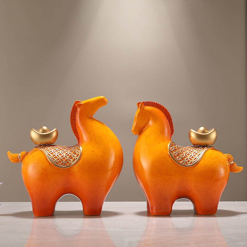 中式马上有钱招财马摆件客厅酒柜玄关轻奢高级办公室电视柜装饰品