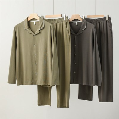 A类32支新疆长绒棉 男士家居服套装长袖长裤睡衣睡裤山东网店男装