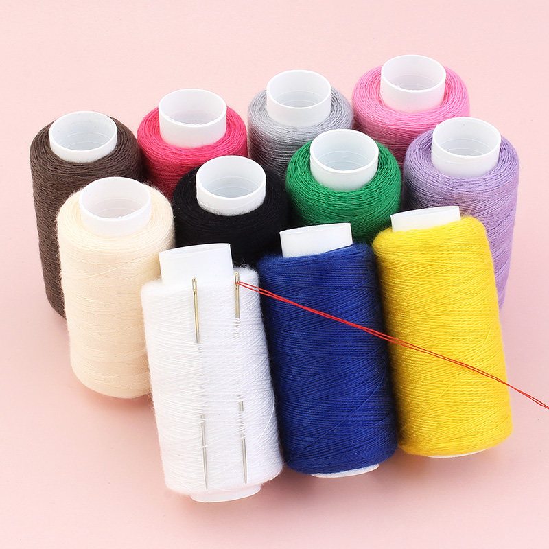 家用缝纫线402手工缝衣线白线黑线彩色涤纶细线缝补手缝针线小卷