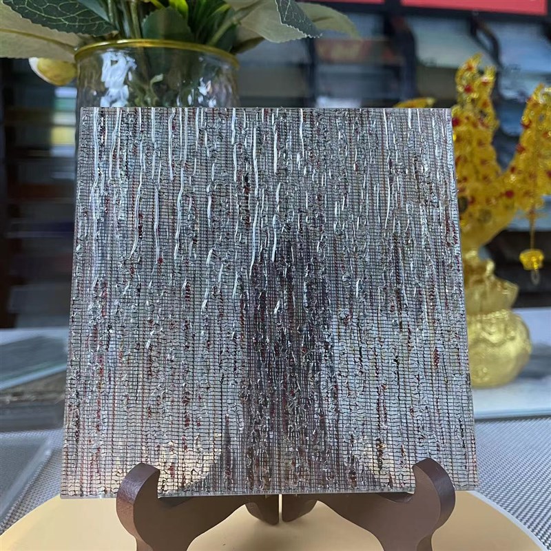 水木纹双层夹丝玻璃屏风隔断定制酒店大厅办公室钢化夹胶艺术玻璃