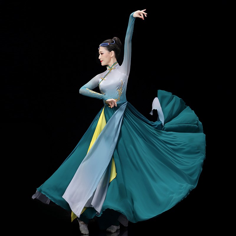 蒙古舞蹈演出服新款蒙古舞练习裙艺考大摆裙蒙古袍蒙族舞蹈服女