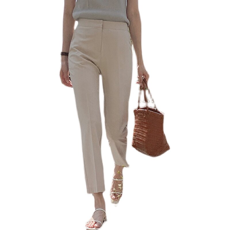 垂感西装裤女春夏九分高腰直筒裤西裤小个子职业休闲宽松烟管裤子
