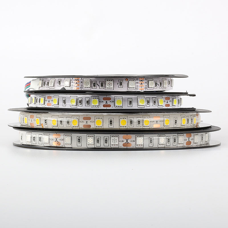 LED5050灯带24V单色白光暖白彩色灯条高亮滴胶防水裸板吊顶线条灯