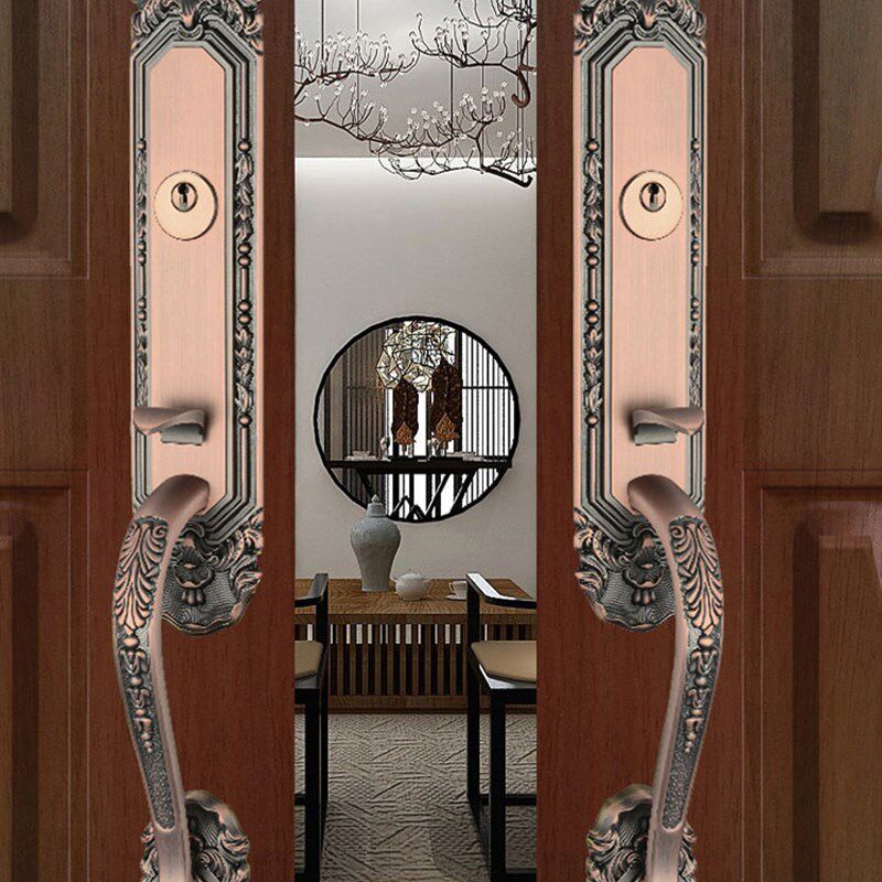 双开大门锁对开门木门入户门锁具欧式豪华双拉别墅防盗门门锁欧式