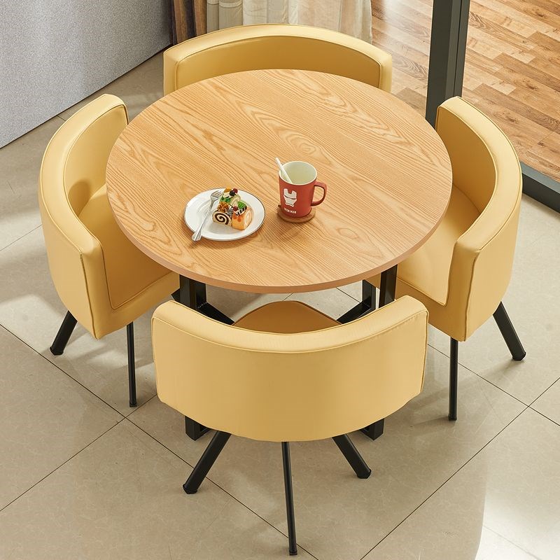 简约接待家用餐桌椅组合小圆桌店铺办公室会议桌休闲小户型餐桌椅