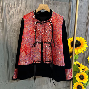 新中式国风气质套装大码女装200斤胖MM唐装显瘦盘扣流苏加棉马甲